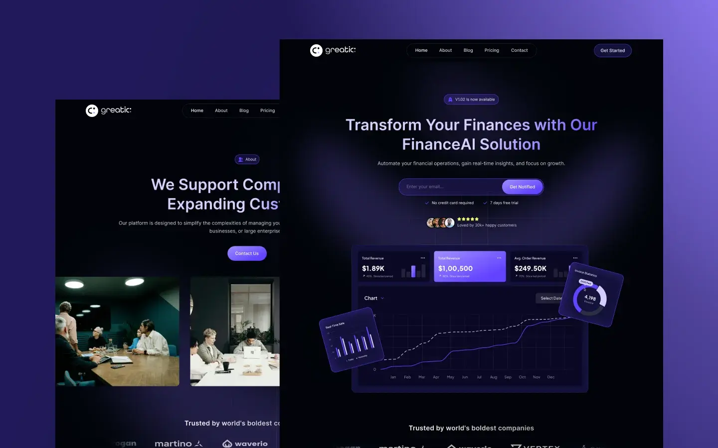 Site profissional com 2 templates possíveis